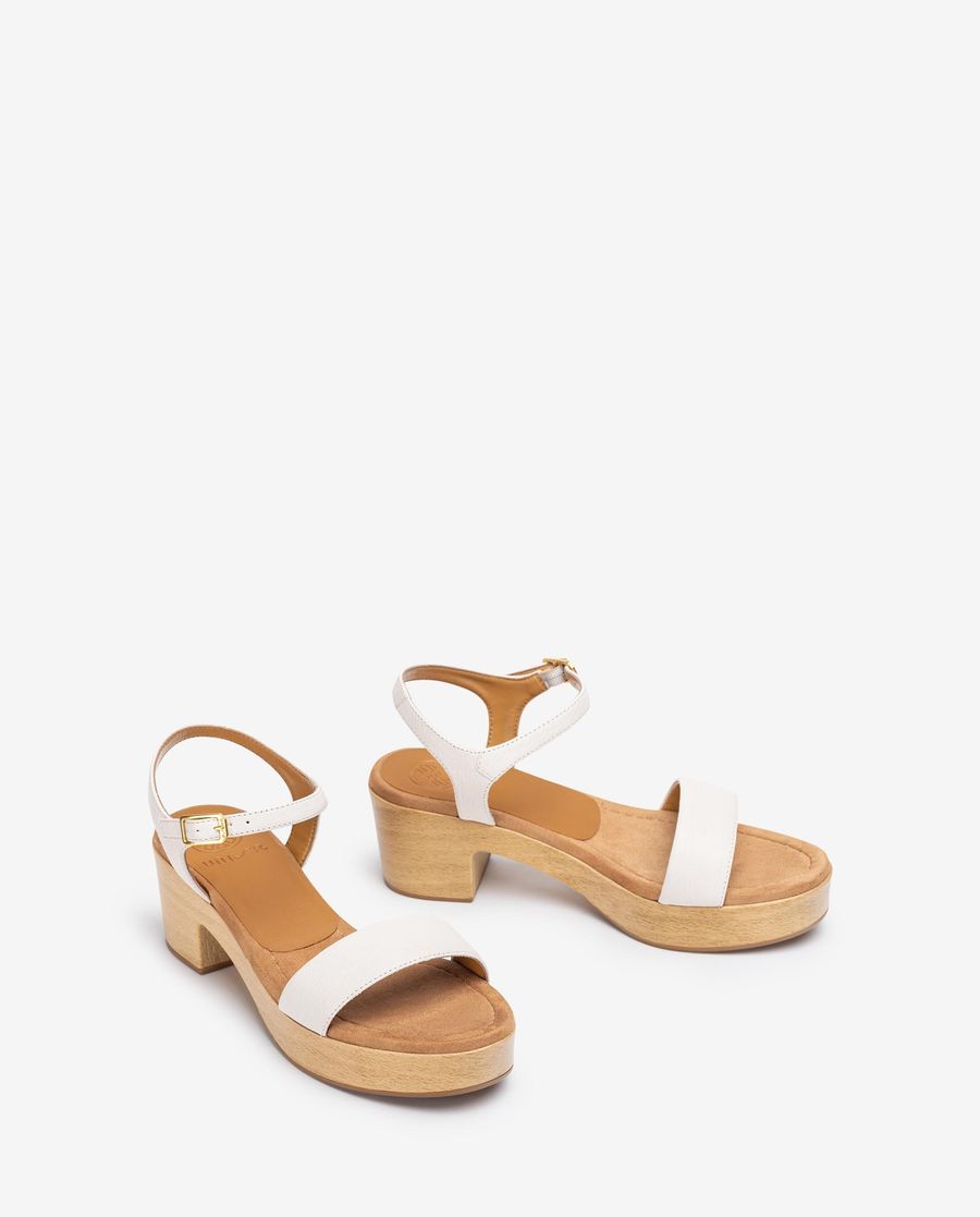 Sandales à talons blocs effet bois Unisa pour femme - Blanc