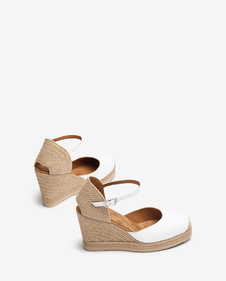 Espadrilles compensées en cuir Unisa pour femme - Blanc