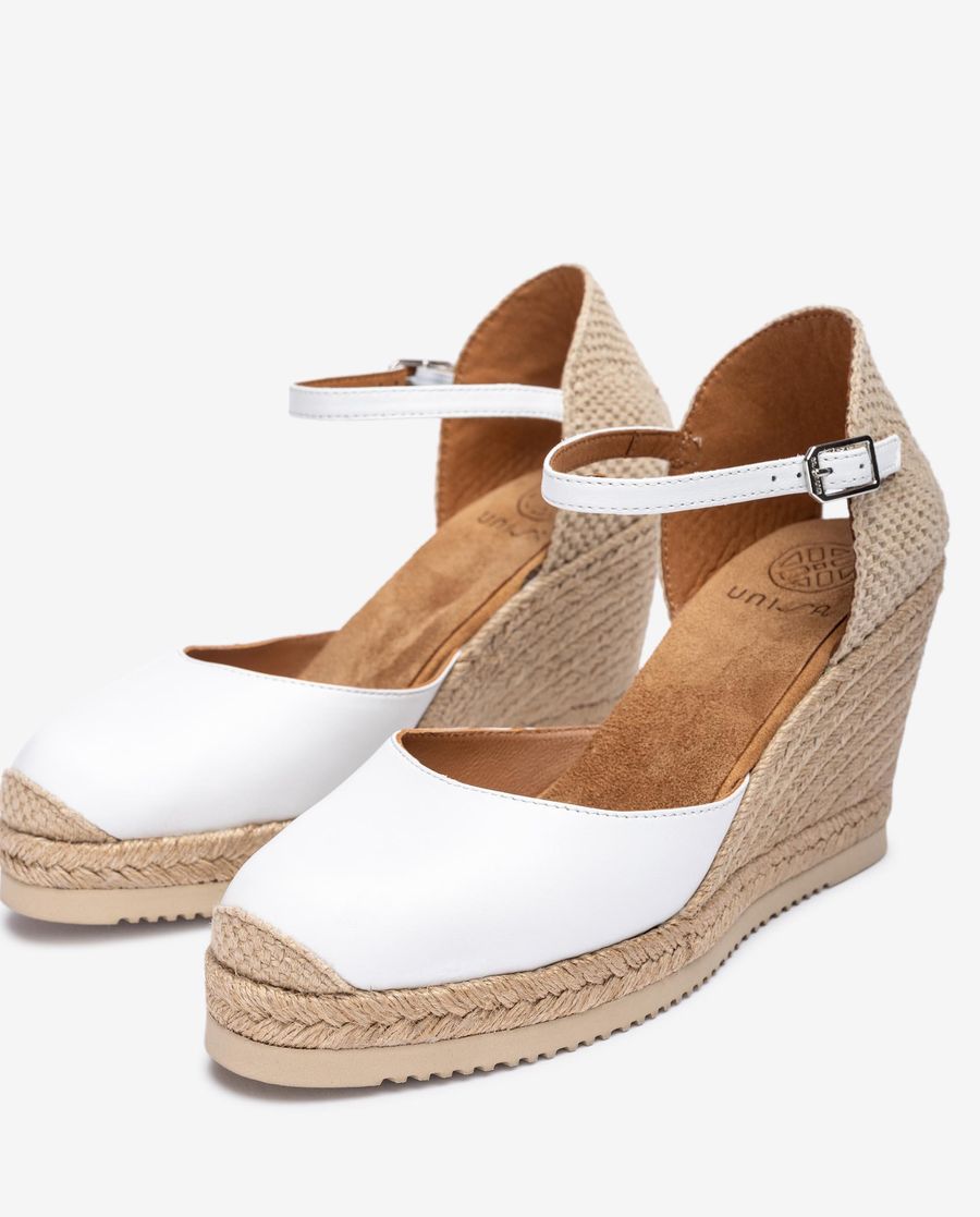 Espadrilles compensées en cuir Unisa pour femme - Blanc