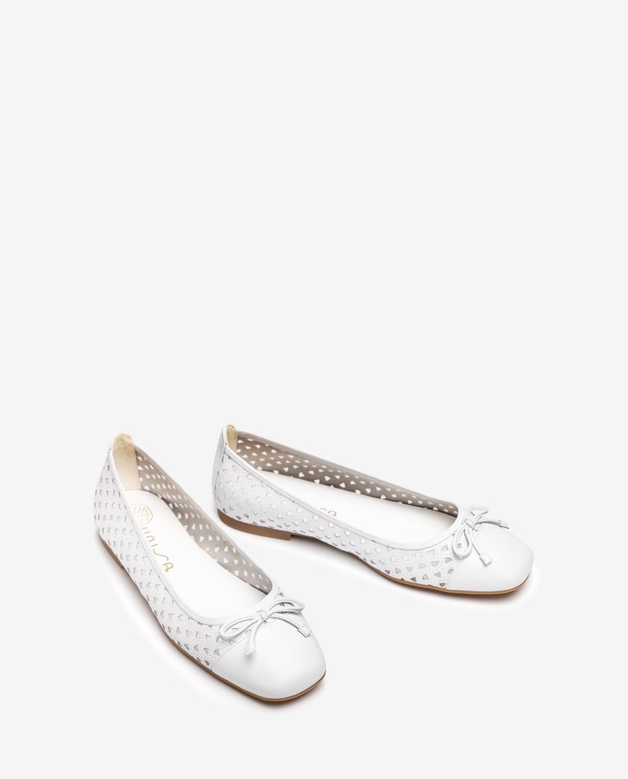 Ballerines Unisa femme à bout carré et clous - Blanc