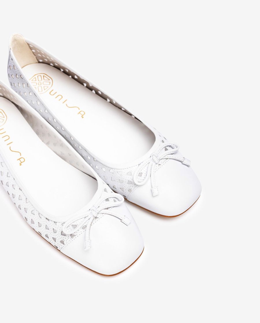 Ballerines Unisa femme à bout carré et clous - Blanc