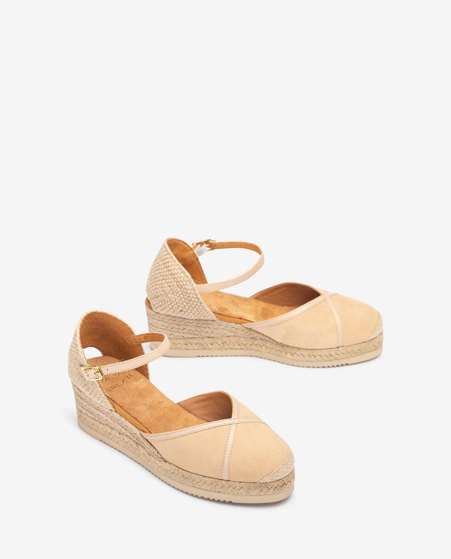 Espadrilles Unisa en cuir et daim pour femme - Beige