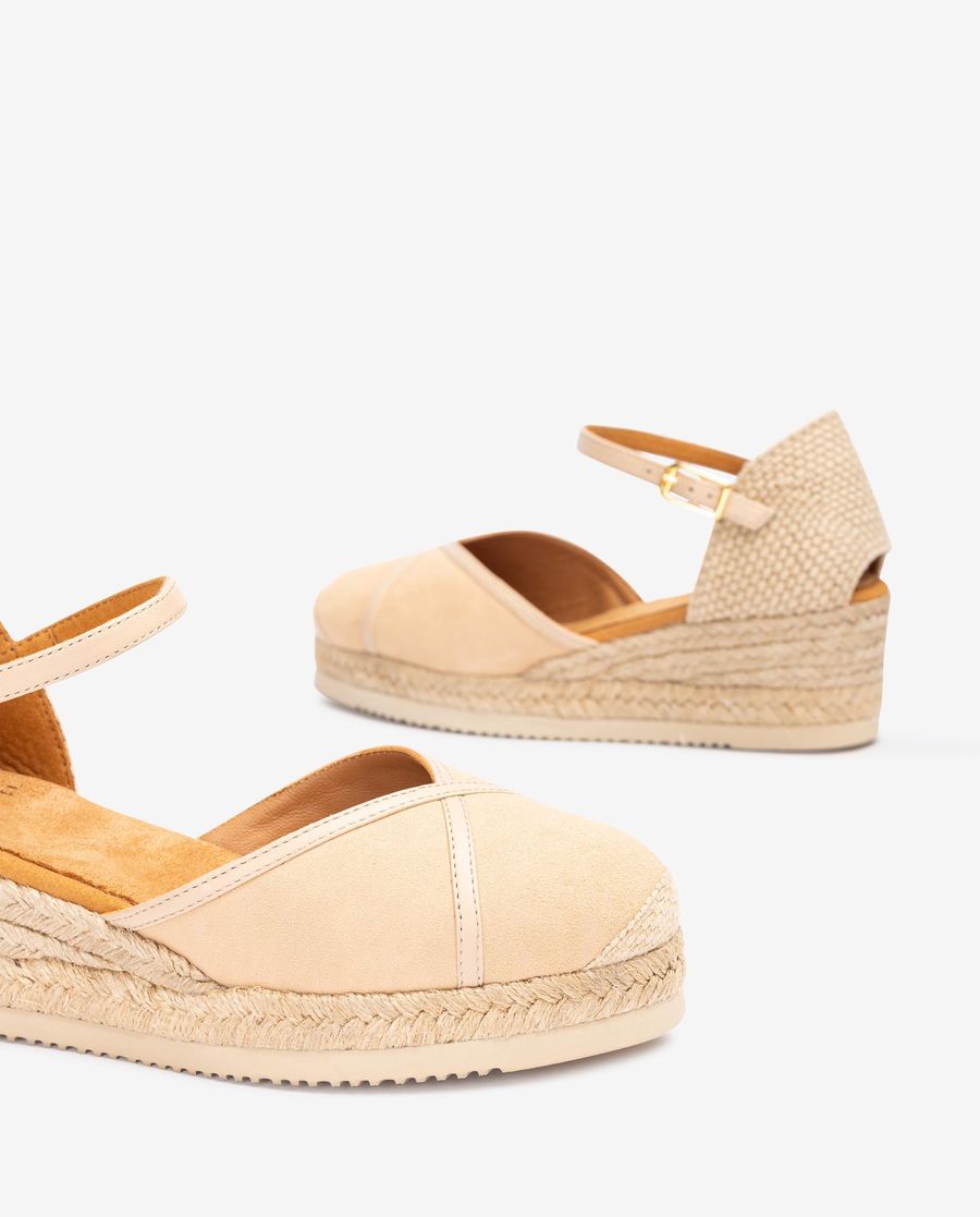 Espadrilles Unisa en cuir et daim pour femme - Beige