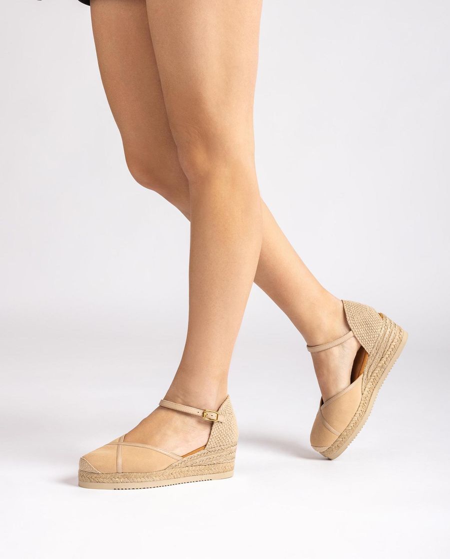 Espadrilles Unisa en cuir et daim pour femme - Beige