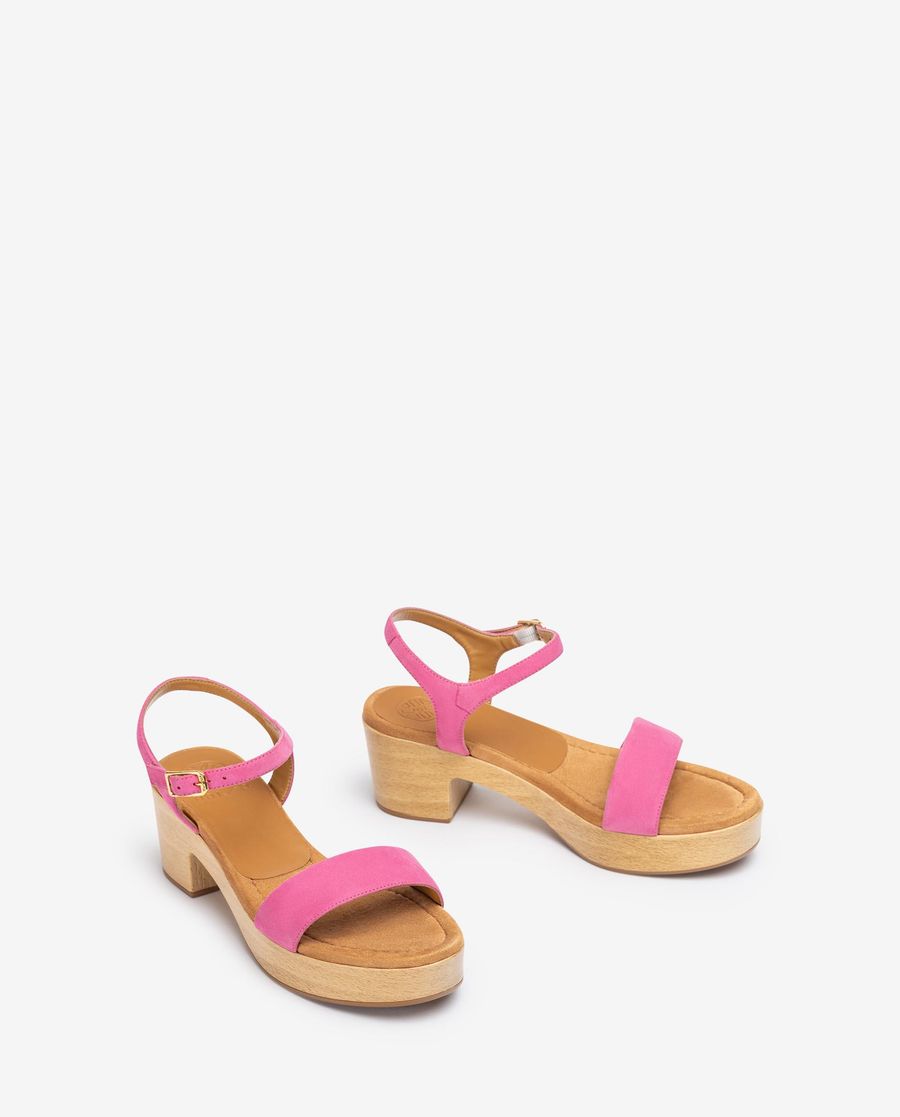 Sandales compensées effet bois Unisa pour femme - Rose