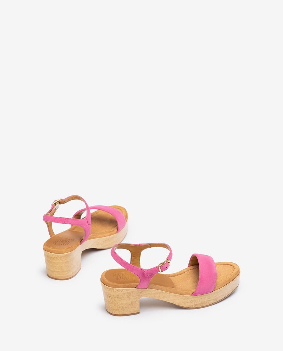 Sandales compensées effet bois Unisa pour femme - Rose