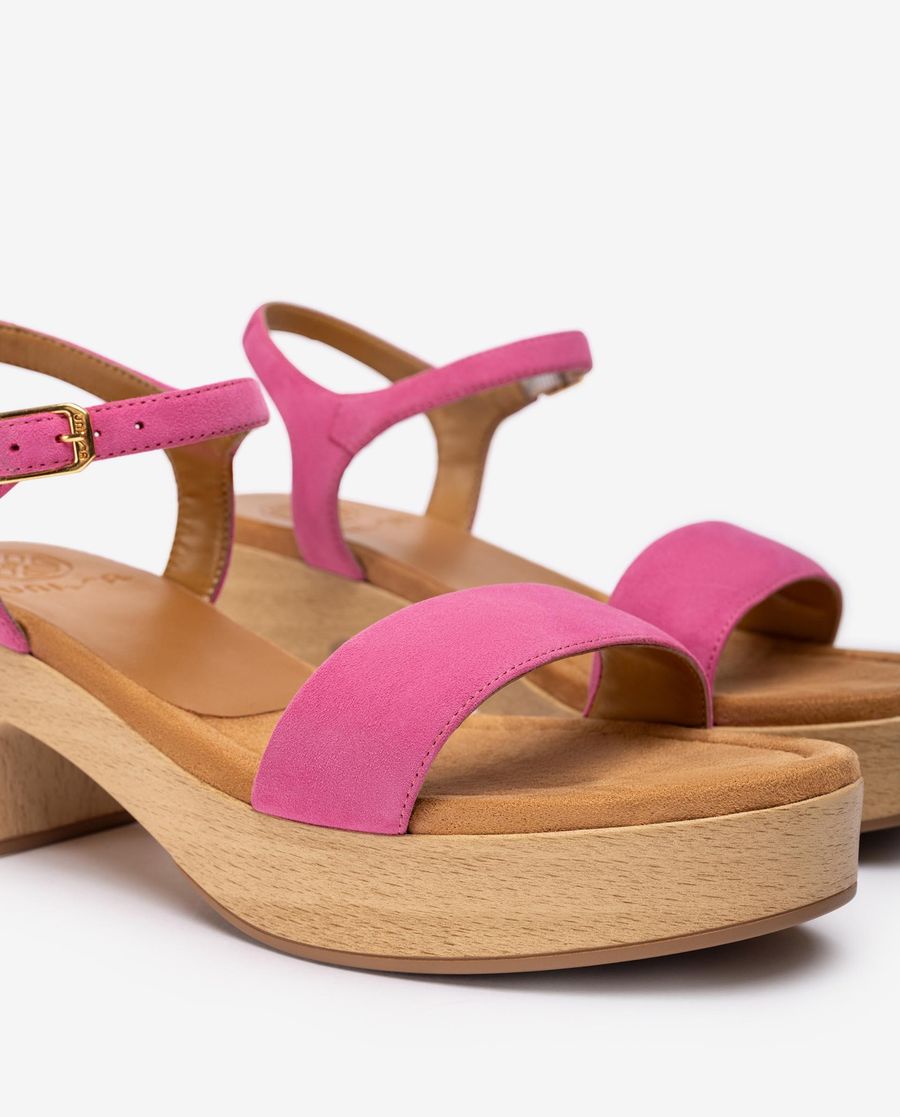 Sandales compensées effet bois Unisa pour femme - Rose