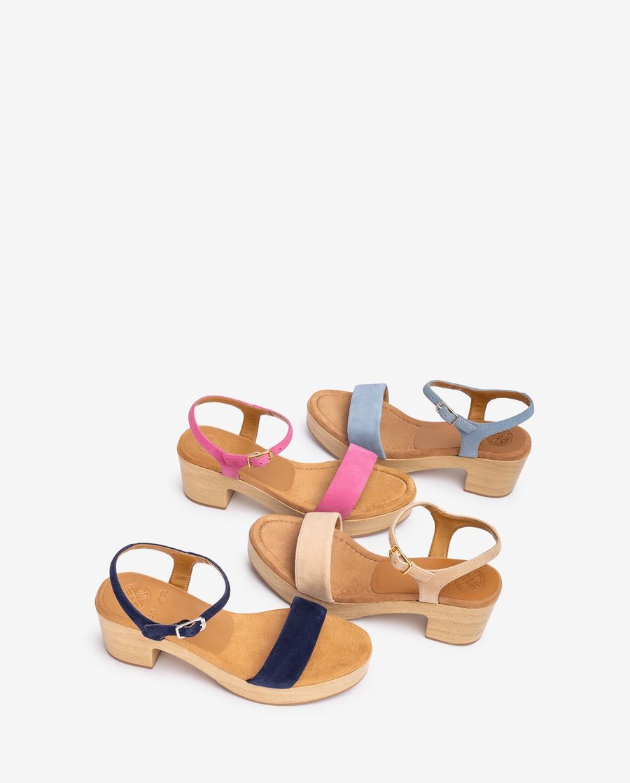 Sandales compensées effet bois Unisa pour femme - Rose