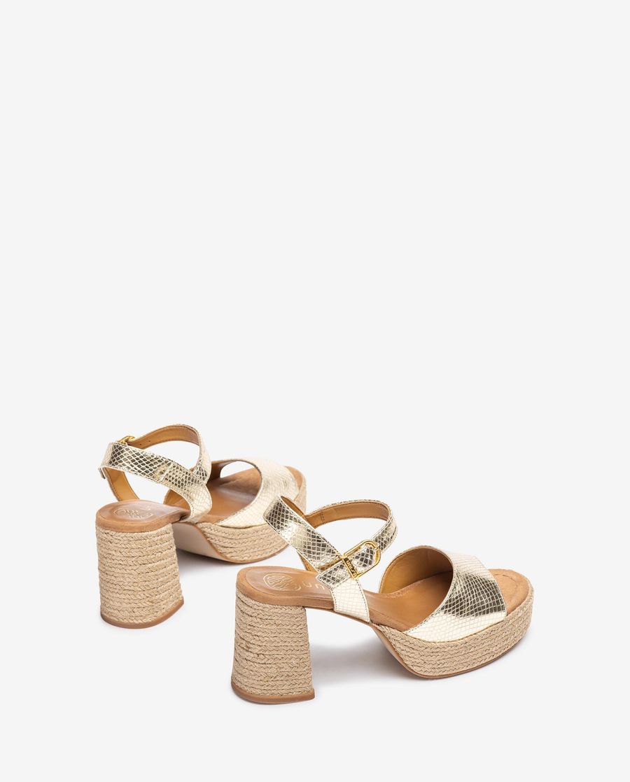 Sandales à plateforme et talon en jute Unisa pour femme - Doré