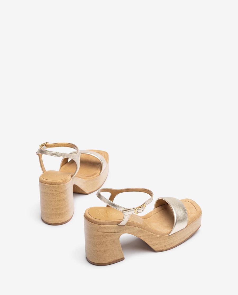 Sandales carrées Unisa en cuir métallisé - Doré
