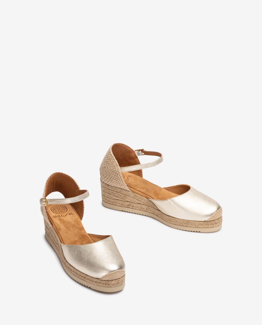 Espadrilles compensées métalliques Unisa Femme - Doré
