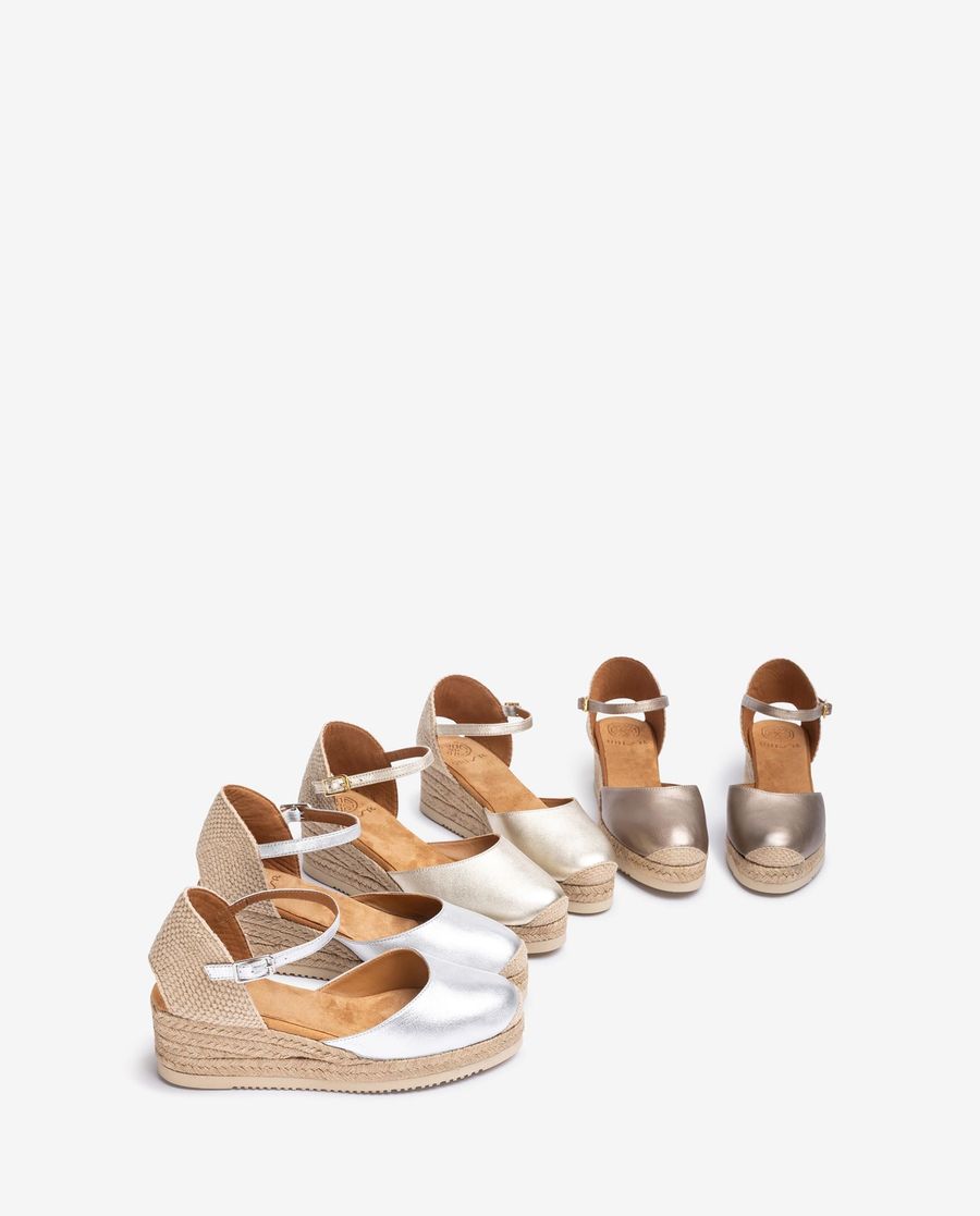 Espadrilles compensées métalliques Unisa Femme - Doré