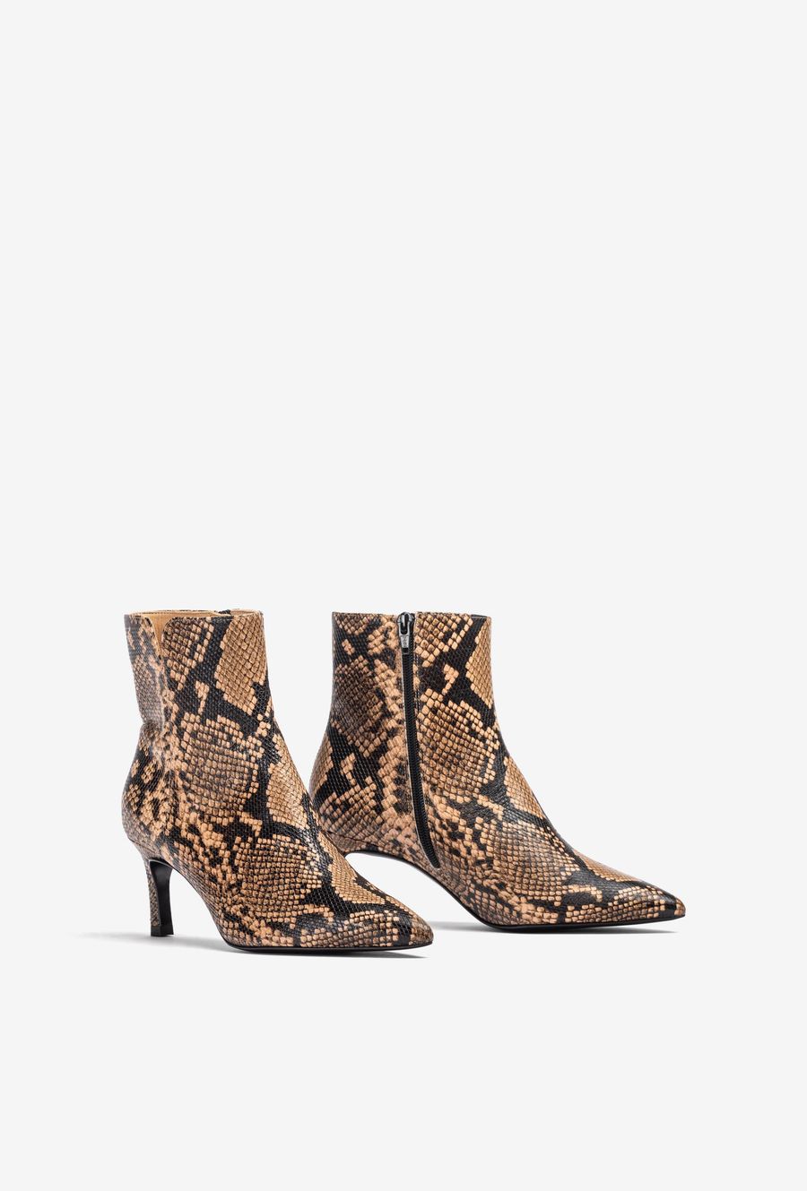 Bottines pointues en cuir gaufré Unisa pour femme - Avoine