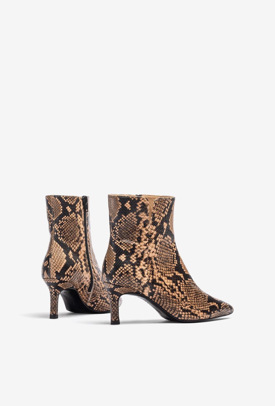Bottines pointues en cuir gaufré Unisa pour femme - Avoine