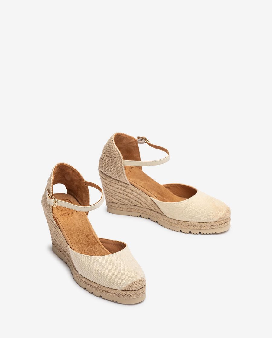 Espadrilles compensées hautes Unisa en Ecolino - Blanc