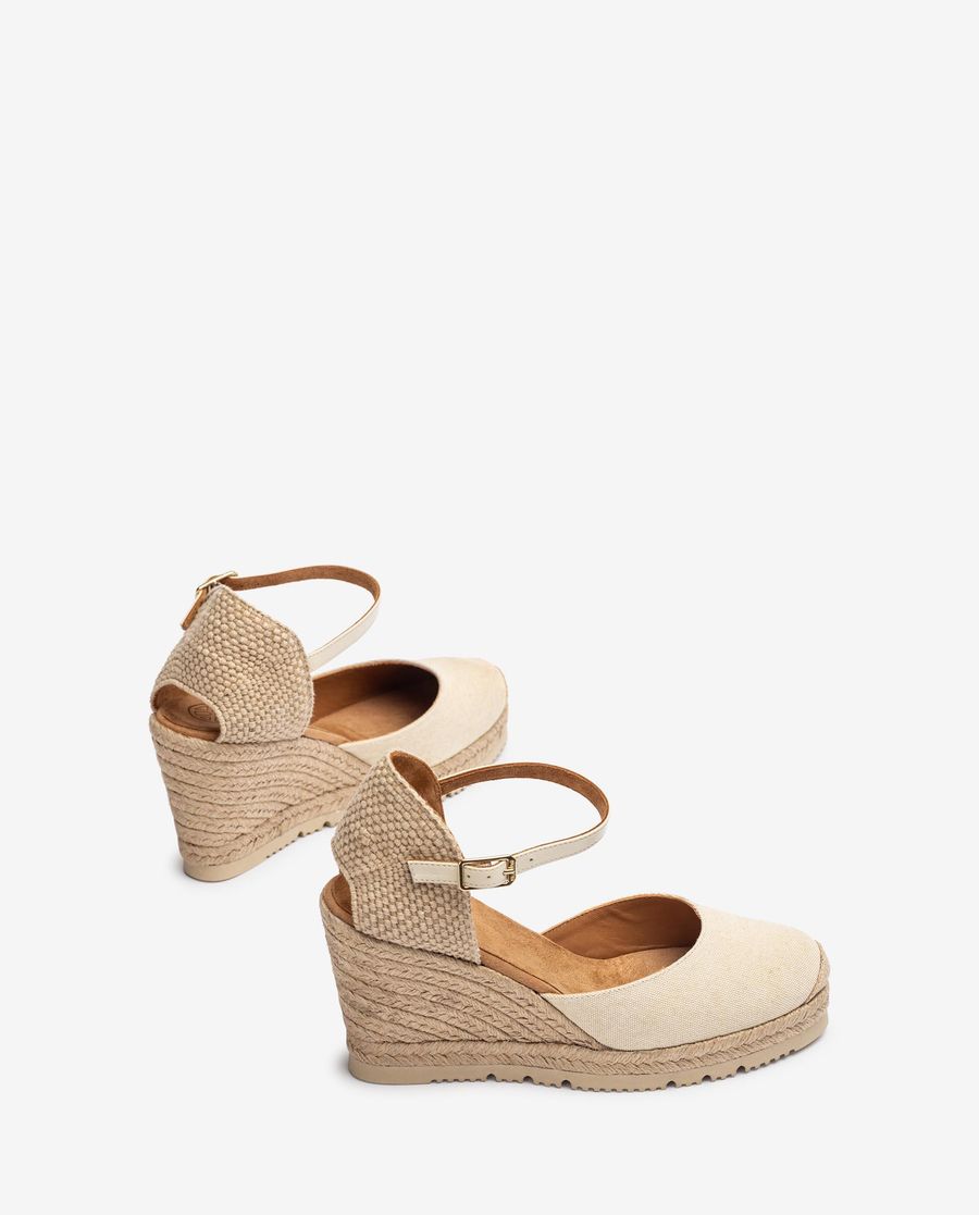 Espadrilles compensées hautes Unisa en Ecolino - Blanc