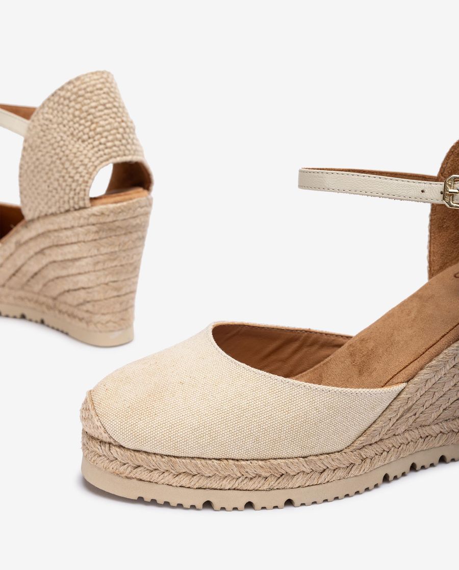 Espadrilles compensées hautes Unisa en Ecolino - Blanc