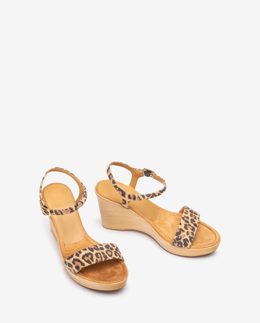 Sandales compensées effet bois Unisa pour femme - Marron