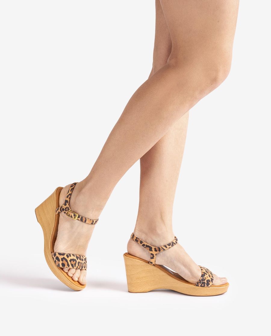 Sandales compensées effet bois Unisa pour femme - Marron