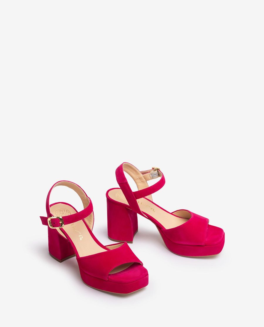 Sandales à talon carré en daim Unisa pour femme - Rose