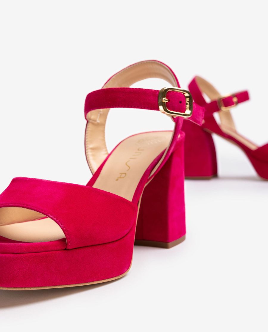 Sandales à talon carré en daim Unisa pour femme - Rose