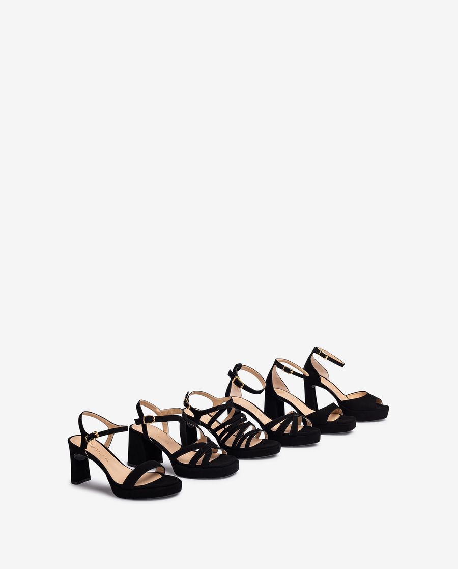 Sandales à talons carrés en daim Unisa pour femme - Noires