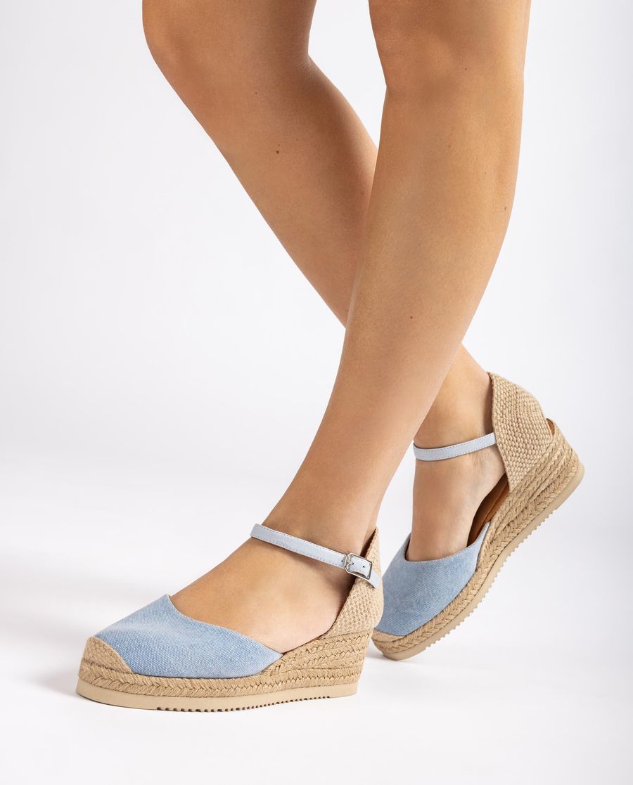 Espadrilles compensées basses Ecolino Unisa pour femme - Bleu