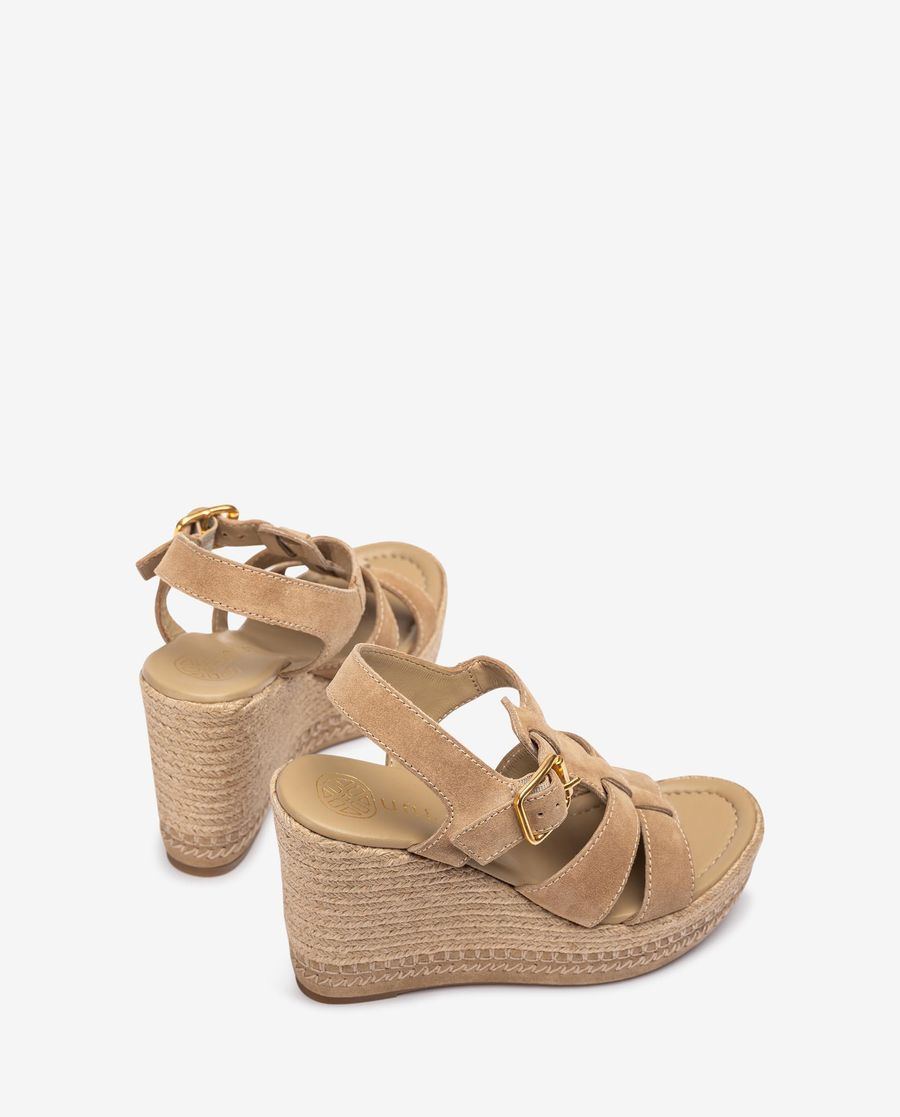 Sandales compensées hautes avec surpiqûres Unisa pour femme - Beige