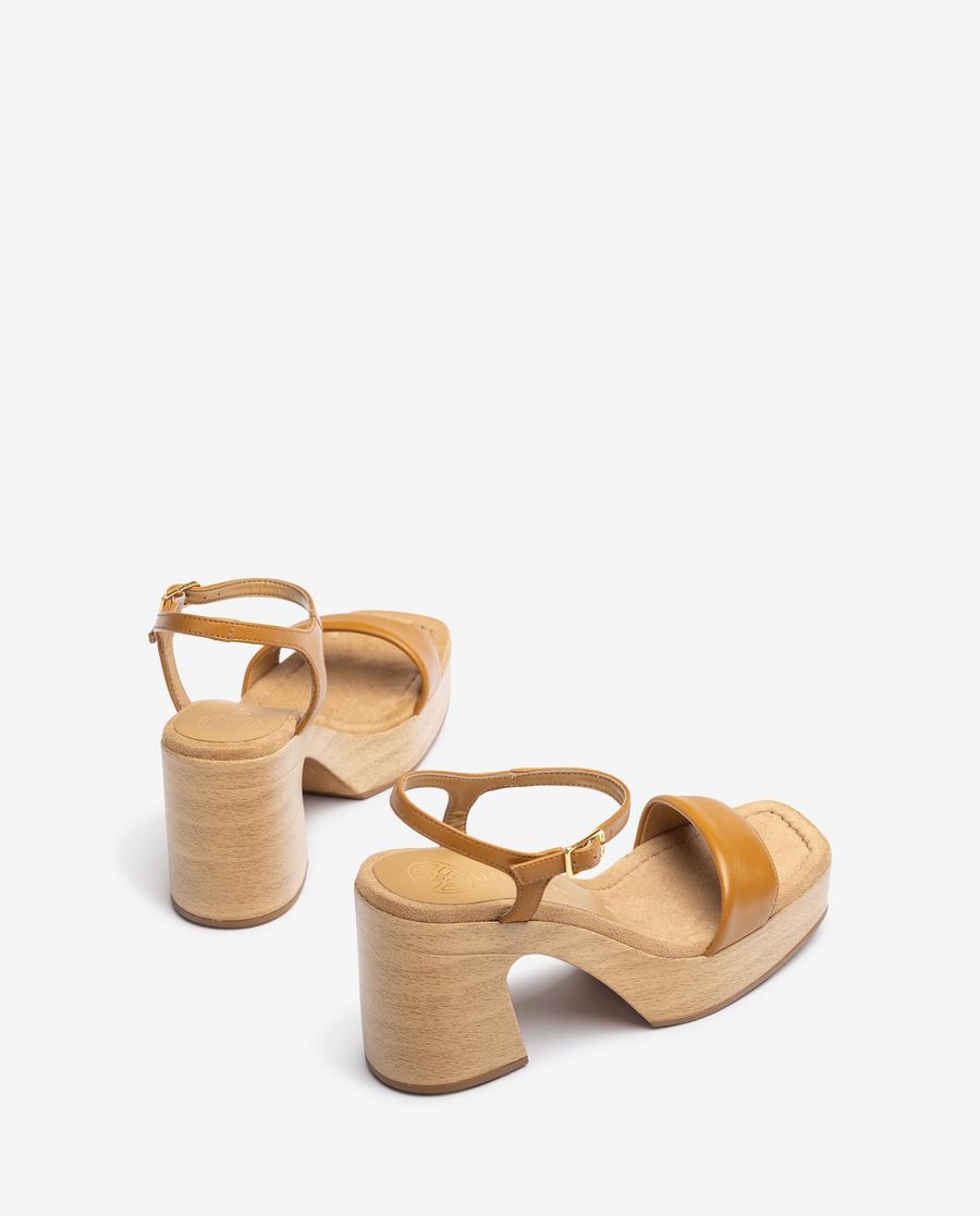 Sandales compensées en cuir Unisa pour femme - Marron