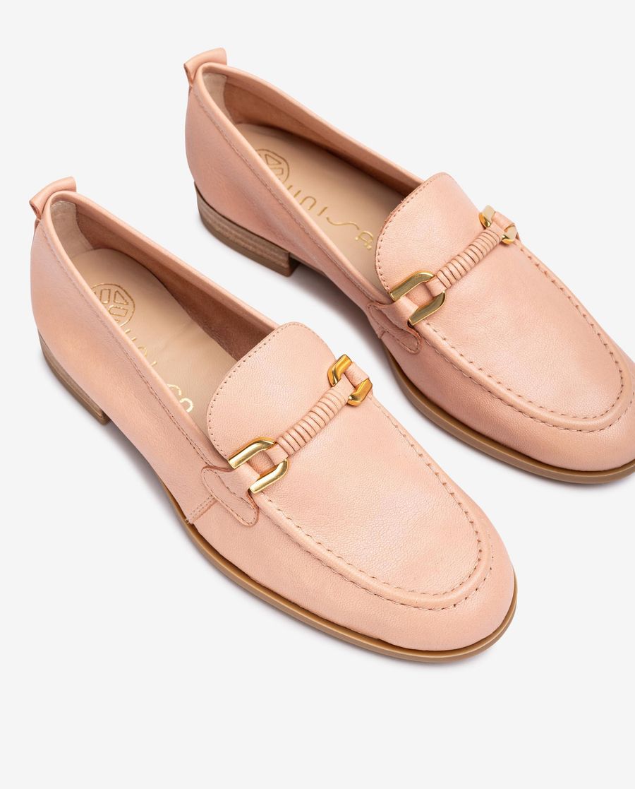 Mocassins Unisa pour femme avec bordure en cuir assortie Rose