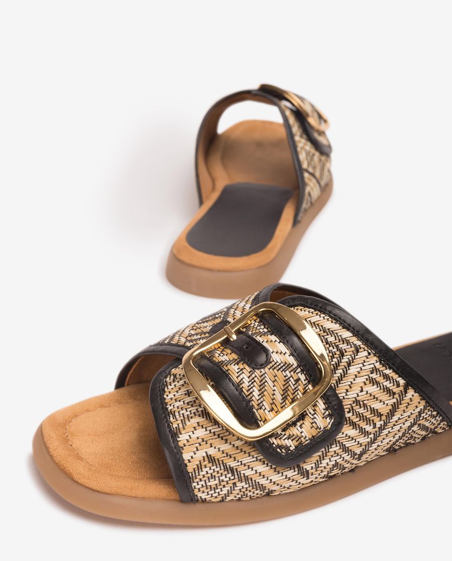 Sandales plates à boucle Unisa pour femme - Noir