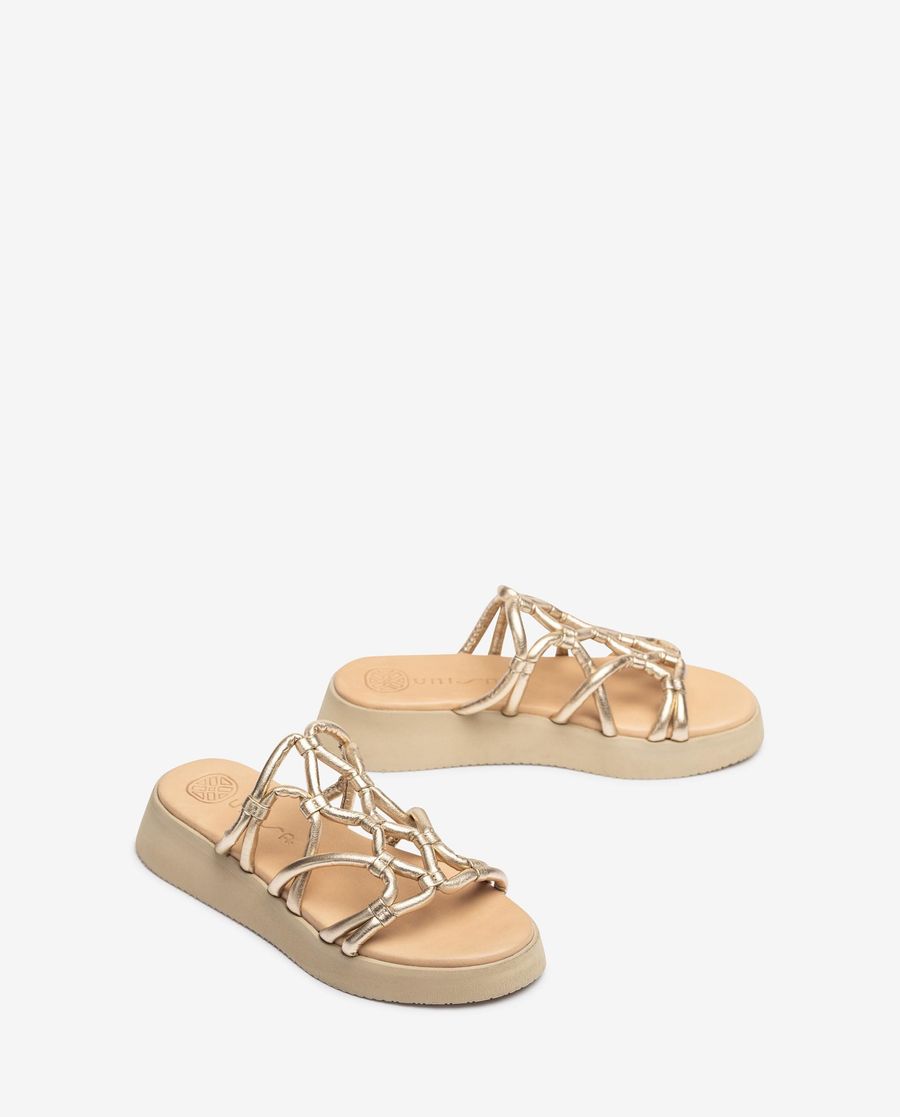 Sandales à brides métalliques Unisa pour femme - Doré