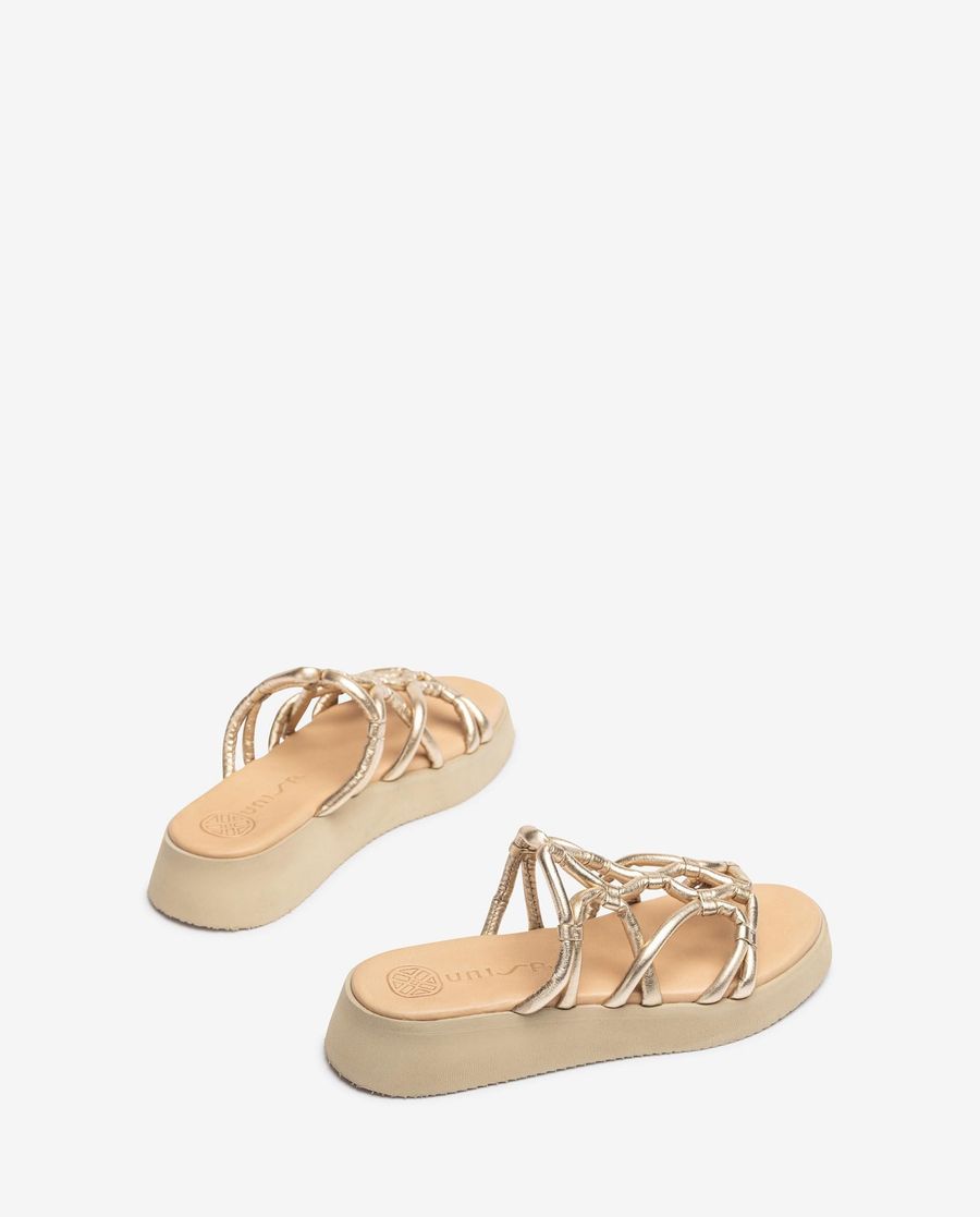 Sandales à brides métalliques Unisa pour femme - Doré