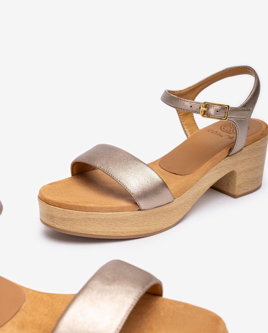 Sandales Unisa effet bois pour femme - Bronze