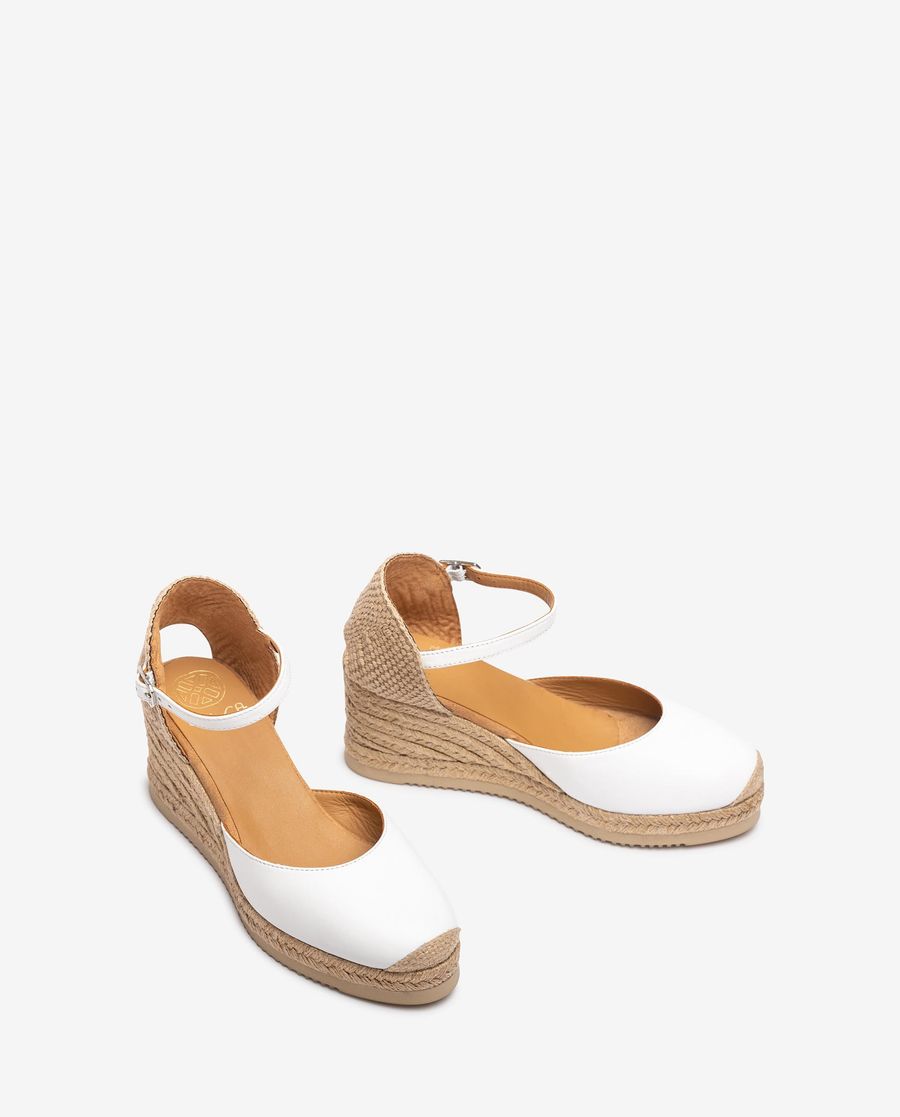 Espadrilles à bride arrière en cuir Unisa pour femme - Blanc