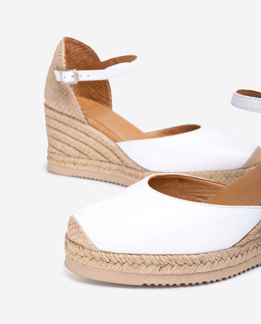 Espadrilles à bride arrière en cuir Unisa pour femme - Blanc