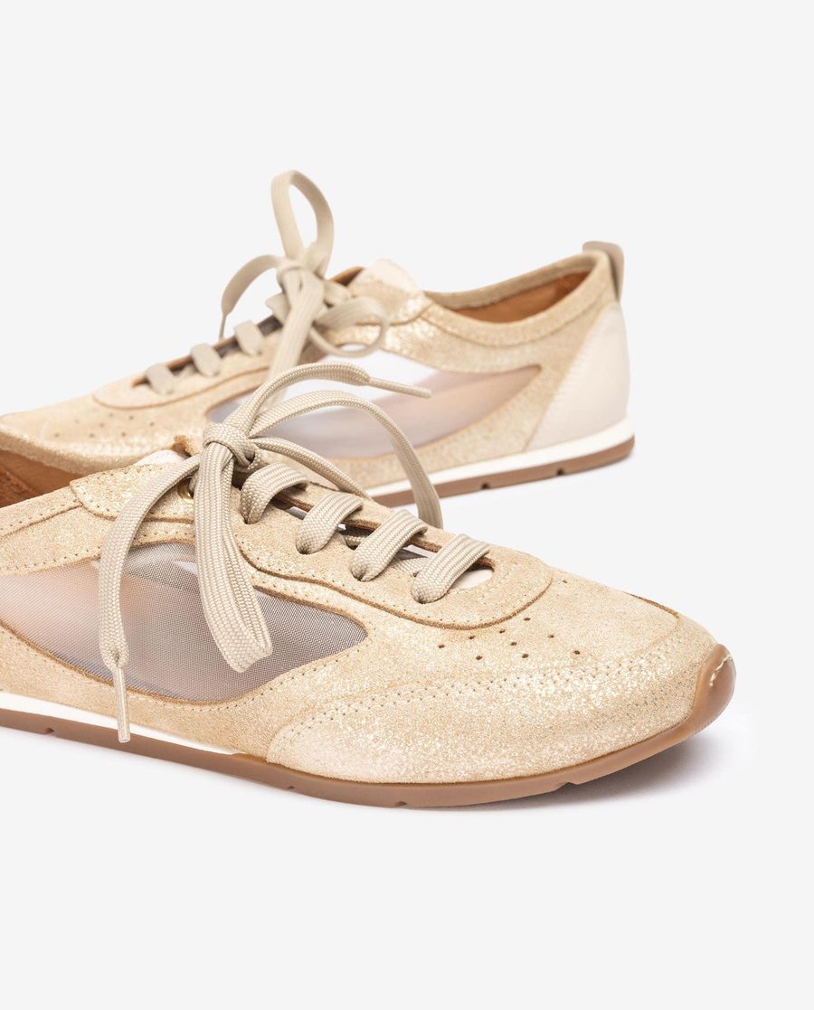 Sandales à bride arrière en maille Unisa pour femme - Argenté/Ivoire