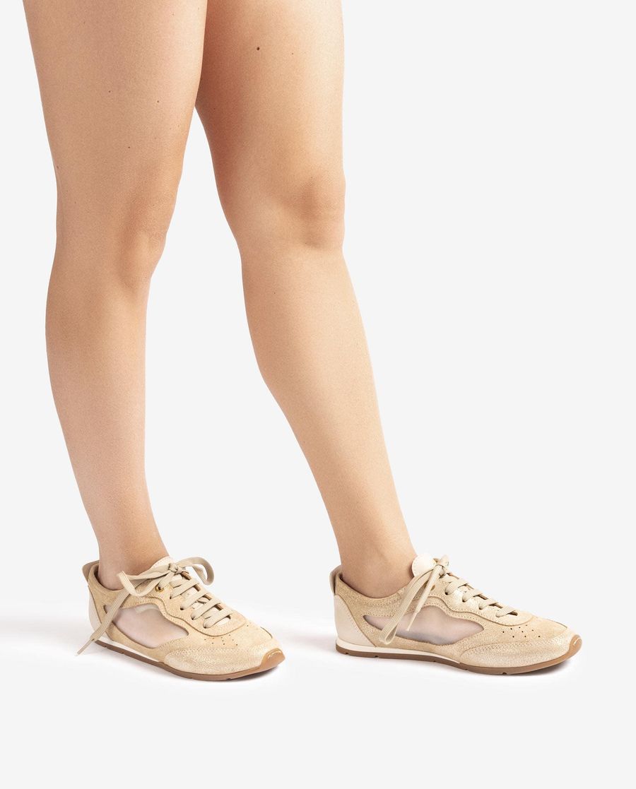 Sandales à bride arrière en maille Unisa pour femme - Argenté/Ivoire