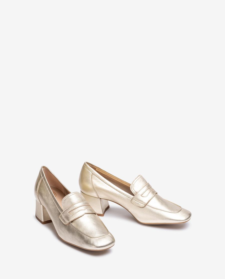 Mocassins Métallisés Non Doublés Unisa Femme - Doré