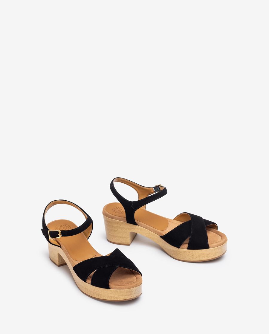 Sandales compensées Unisa pour femme avec brides croisées - Noir