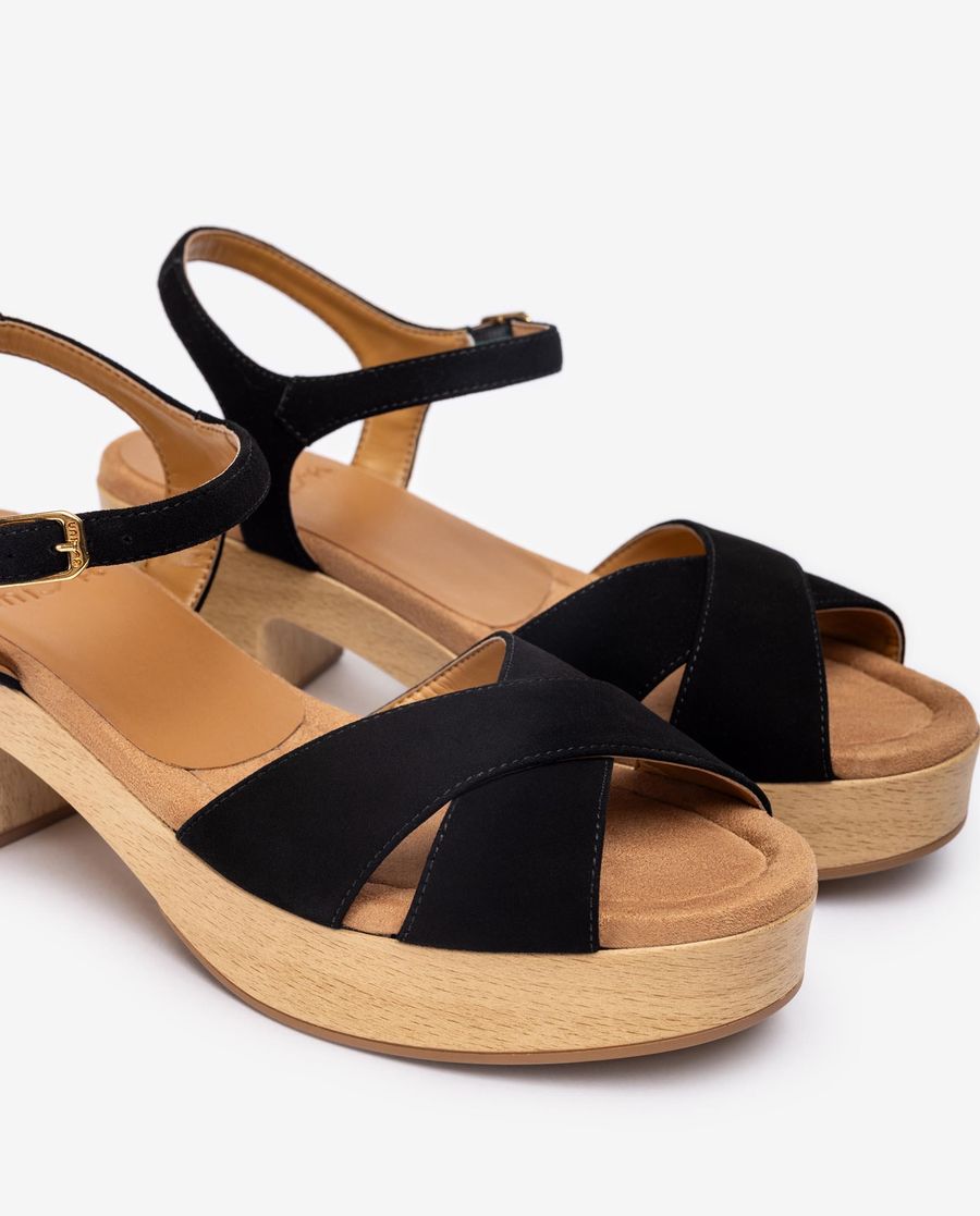 Sandales compensées Unisa pour femme avec brides croisées - Noir