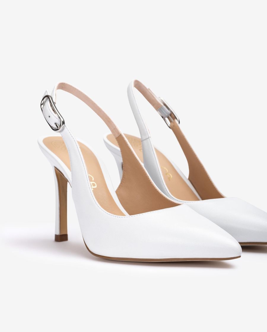Escarpins à bride arrière à talon haut Unisa pour femme - Blanc