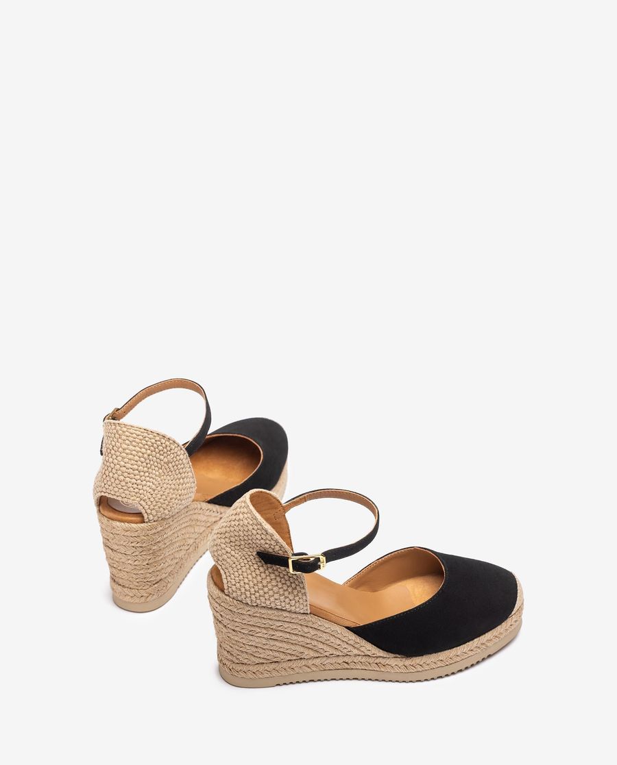 Espadrilles compensées hautes en daim Unisa pour femme - Noir