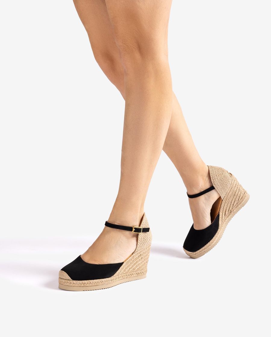 Espadrilles compensées hautes en daim Unisa pour femme - Noir