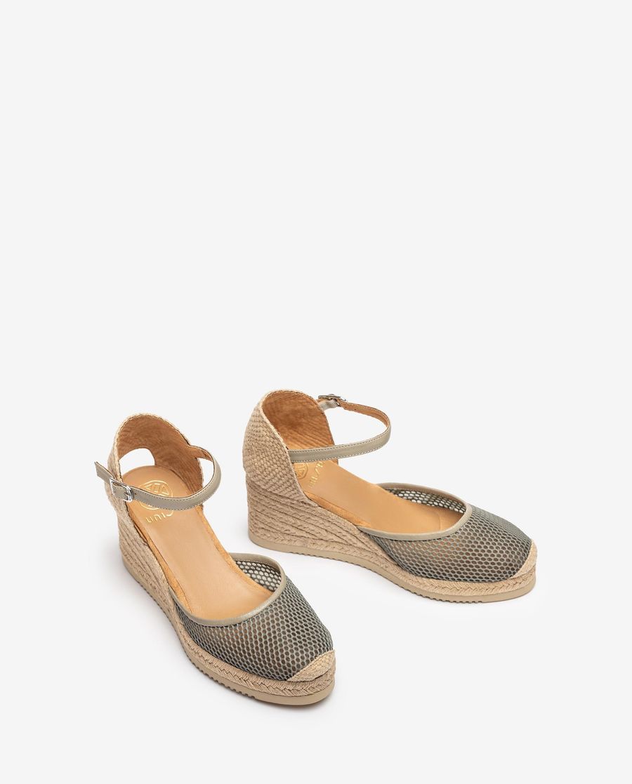Espadrilles en maille et cuir Unisa Femme - Vert