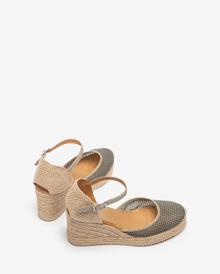 Espadrilles en maille et cuir Unisa Femme - Vert