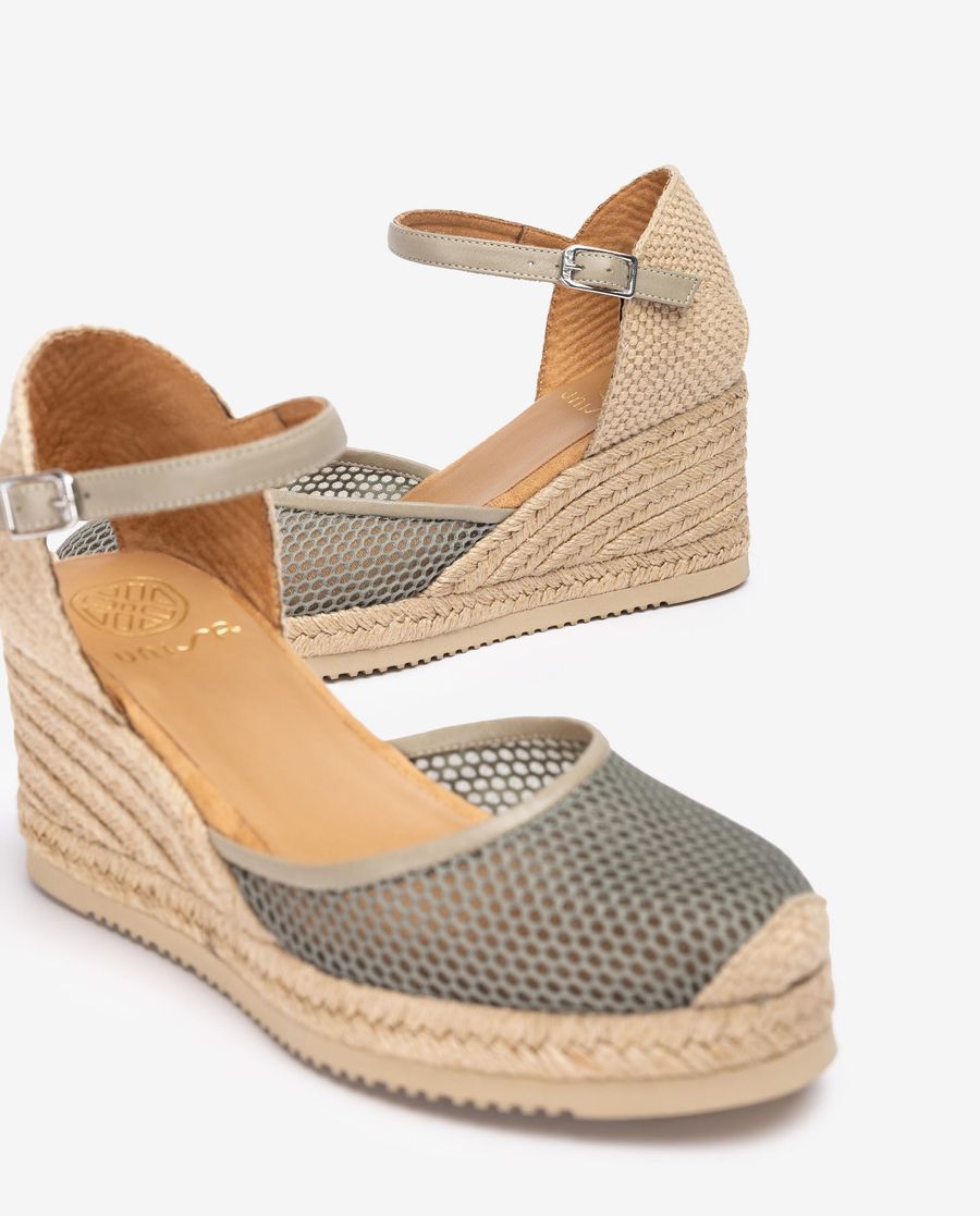 Espadrilles en maille et cuir Unisa Femme - Vert