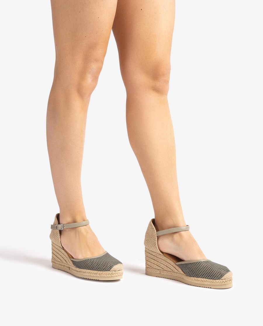 Espadrilles en maille et cuir Unisa Femme - Vert