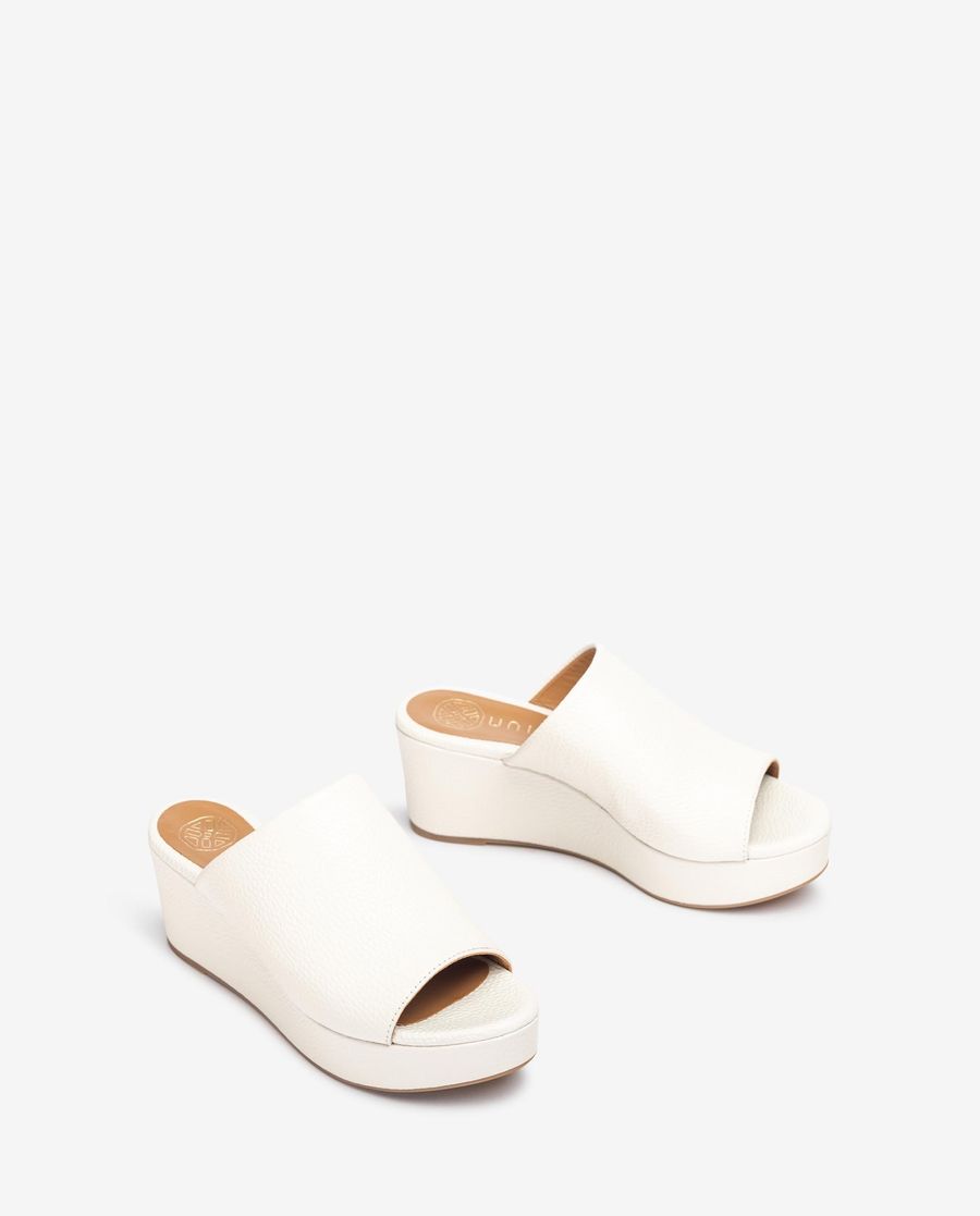 Sandales mules en cuir Unisa pour femme - Blanc
