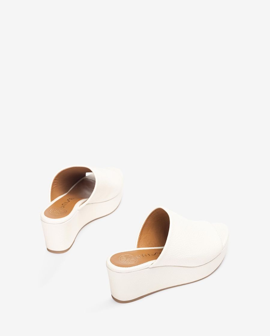 Sandales mules en cuir Unisa pour femme - Blanc